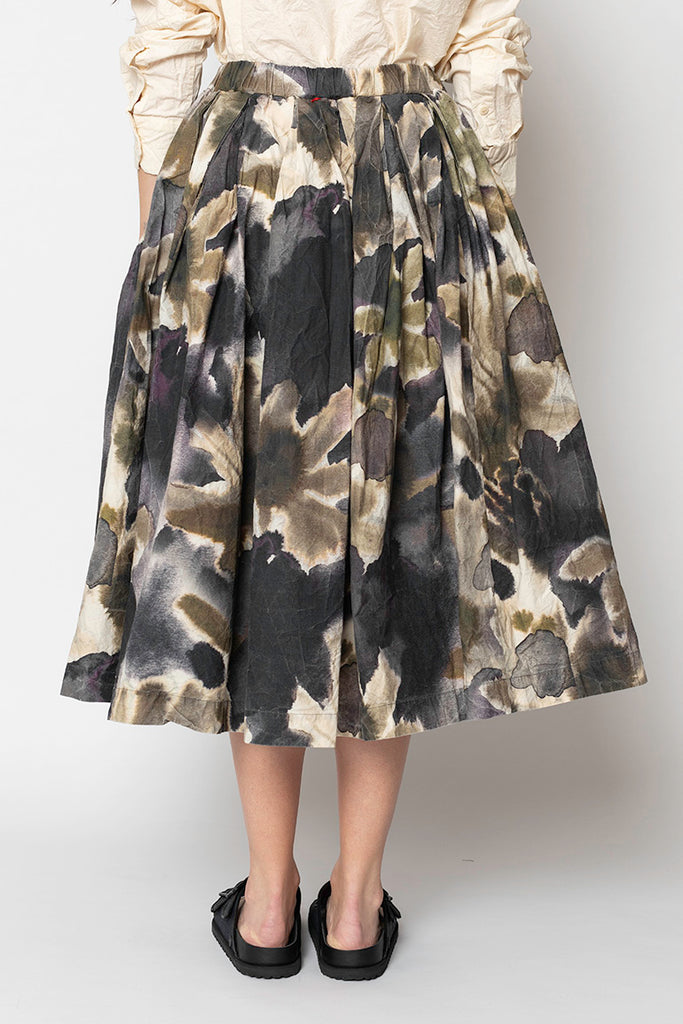 Printed Double Rideau Skirt - Khaki