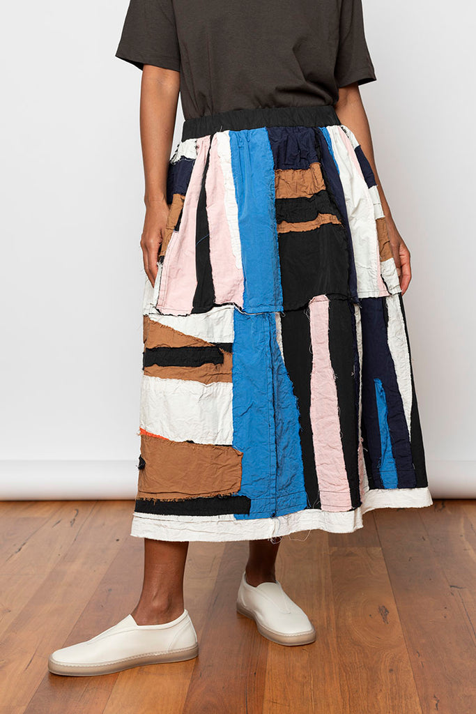 Puffy Skirt Stripe Patchwork - Multi