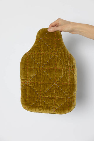 Quilted Velvet Hot Water Bottle Cover - Pomelo
