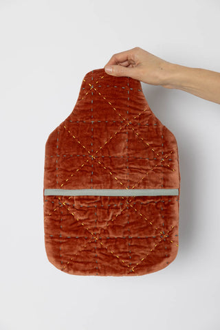 Quilted Velvet Hot Water Bottle Cover - Coralite