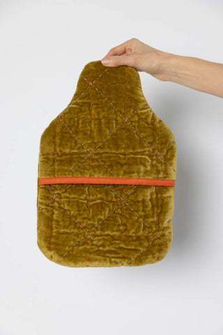 Quilted Velvet Hot Water Bottle Cover - Pomelo