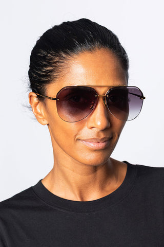 Quynh Sunglasses - Yellow Gold/Grey Gradient