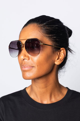 Quynh Sunglasses - Yellow Gold/Grey Gradient