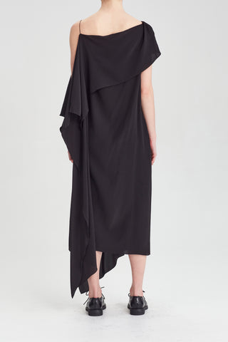 Origami Drape Sleeve Dress - Black