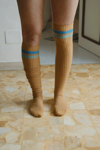Race Over Knee Socks - Silva Brown