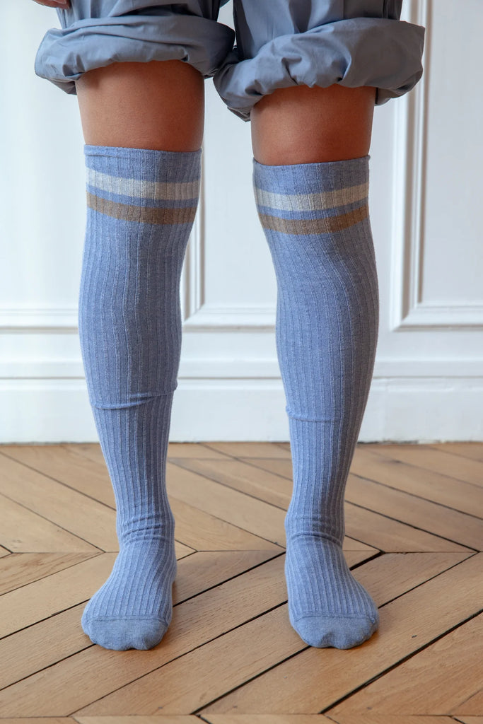 Race Over Knee Socks - Blue Melange