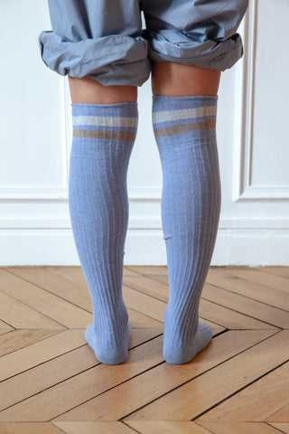 Race Over Knee Socks - Blue Melange