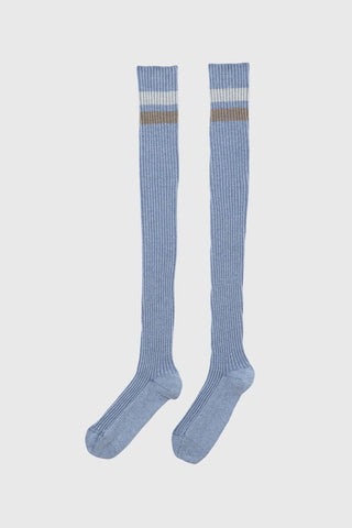 Race Over Knee Socks - Blue Melange