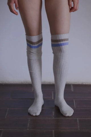 Race Over Knee Socks - Grey Melange