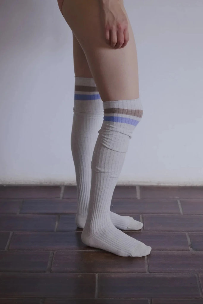 Race Over Knee Socks - Grey Melange