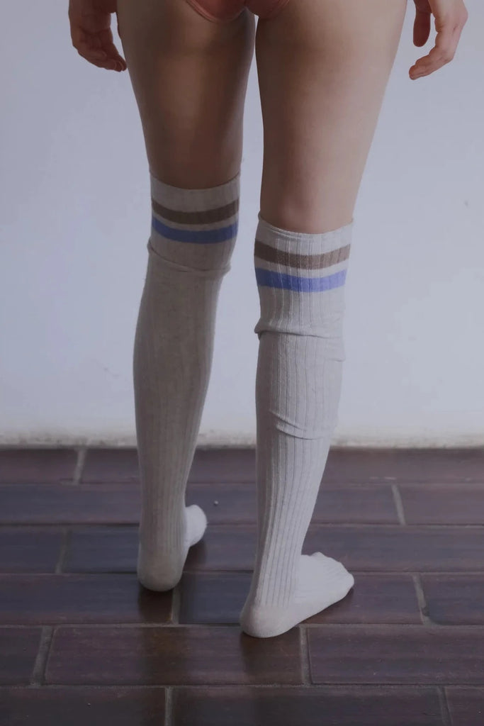 Race Over Knee Socks - Grey Melange