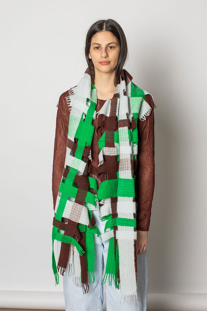 Raschel Weave Stole - Green Hued