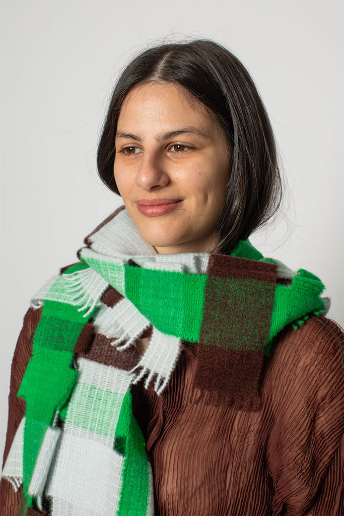 Raschel Weave Stole - Green Hued