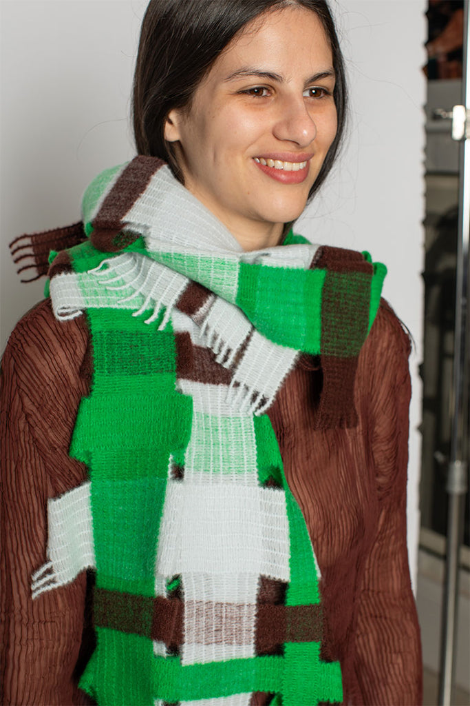 Raschel Weave Stole - Green Hued