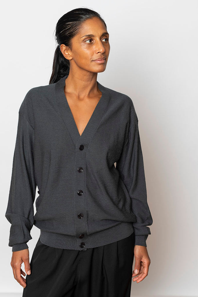 Relaxed Twisted Cardigan - Carbon