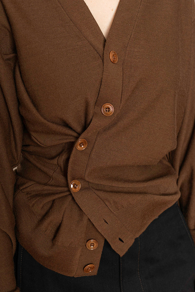 Relaxed Twisted Cardigan - Hazelnut Brown