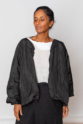 Reversible Nylon & Washed Linen Jacket - Black