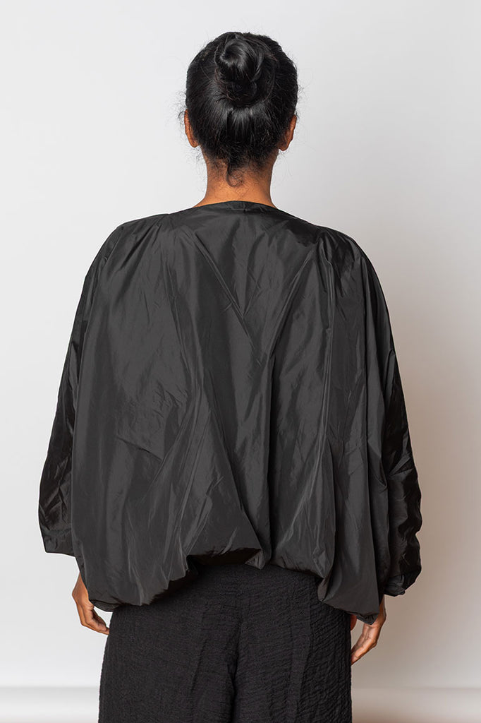 Reversible Nylon & Washed Linen Jacket - Black