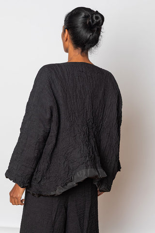 Reversible Nylon & Washed Linen Jacket - Black