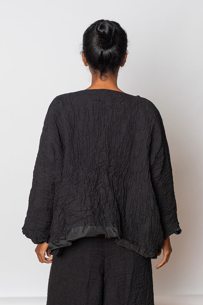 Reversible Nylon & Washed Linen Jacket - Black