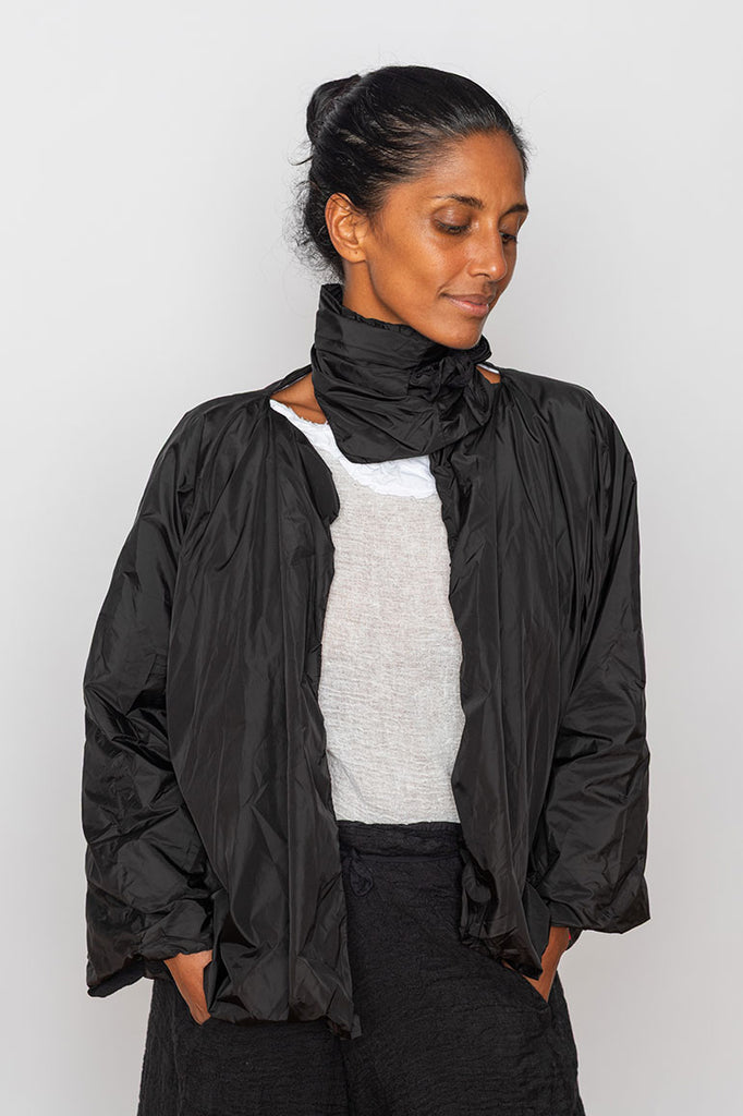 Reversible Nylon & Washed Linen Jacket - Black