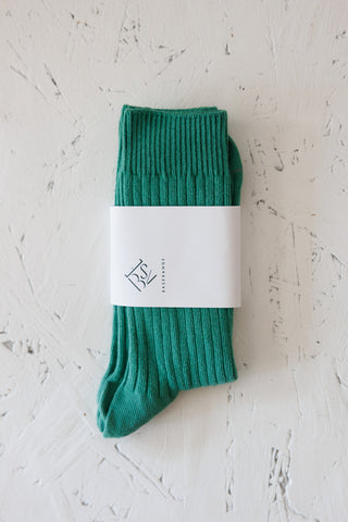 Rib Ankle Socks - Pim Green
