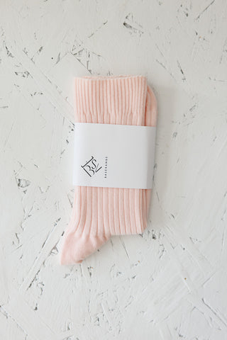 Rib Ankle Socks - Pink Fa