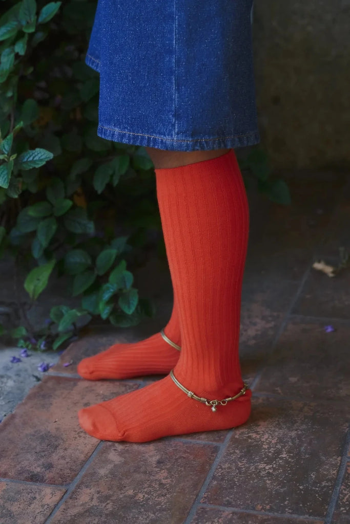 Rib Knee Socks - Scopa Red