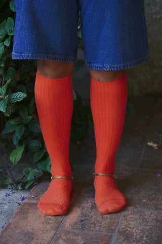 Rib Knee Socks - Scopa Red