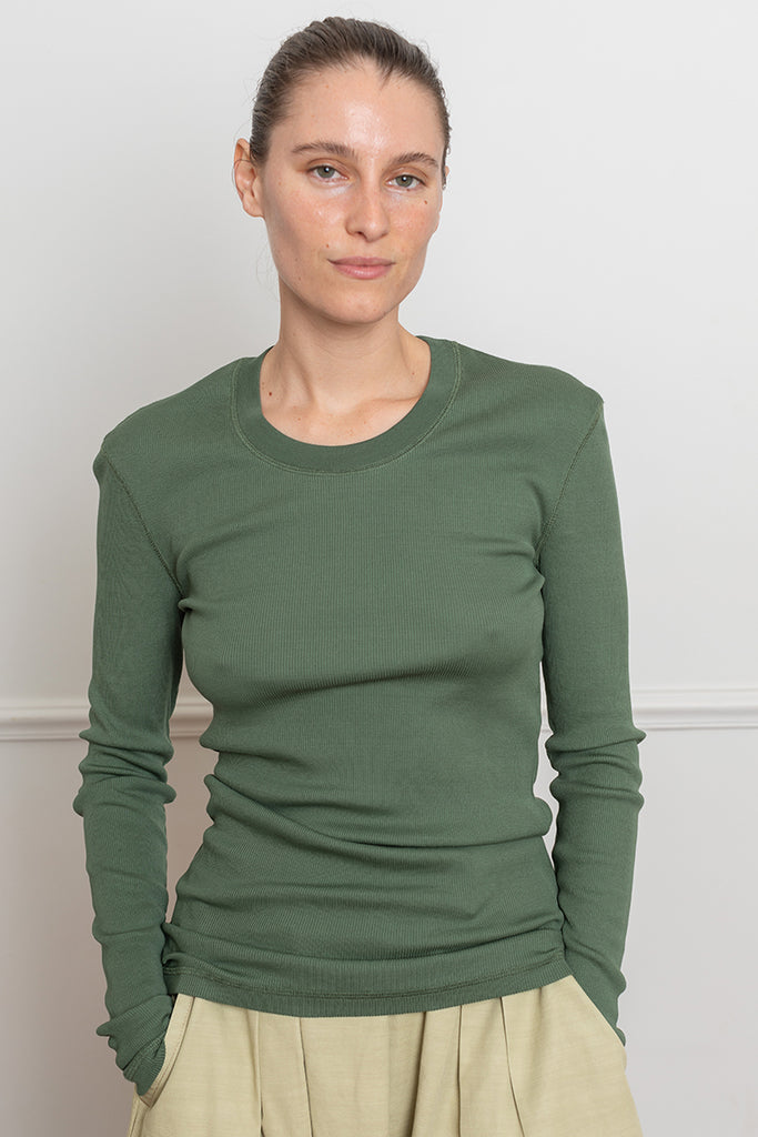 Rib Long Sleeve T-Shirt - Smokey Green