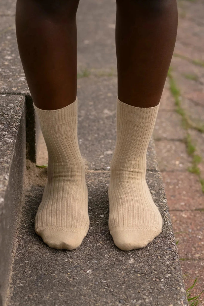 Rib Ankle Socks - Furo Beige