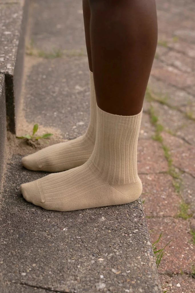 Rib Ankle Socks - Furo Beige