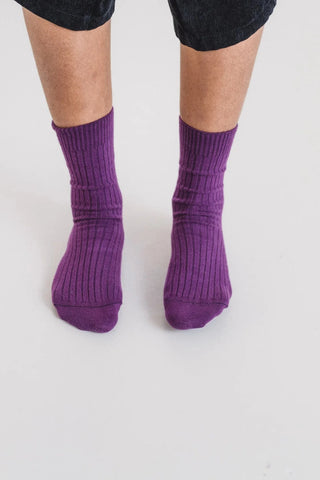 Rib Ankle Socks - Gesso Purple