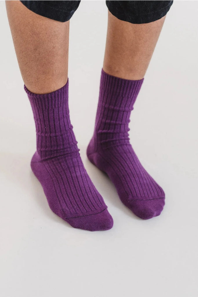 Rib Ankle Socks - Gesso Purple