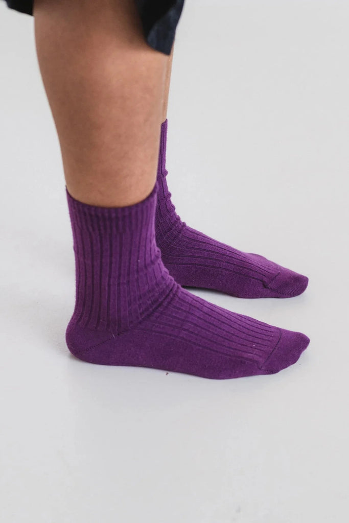 Rib Ankle Socks - Gesso Purple
