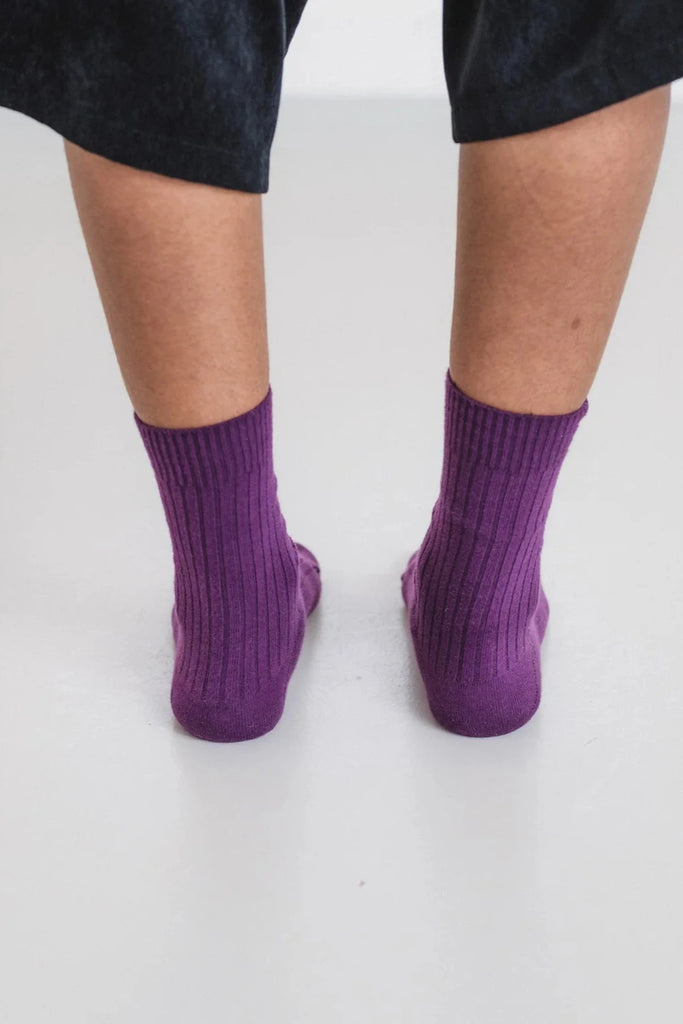 Rib Ankle Socks - Gesso Purple
