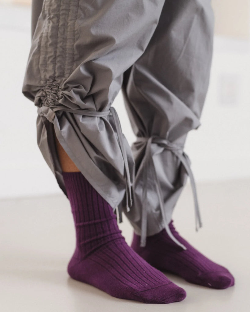 Rib Ankle Socks - Gesso Purple