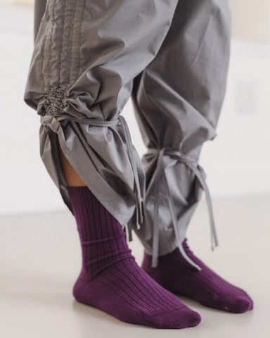 Rib Ankle Socks - Gesso Purple