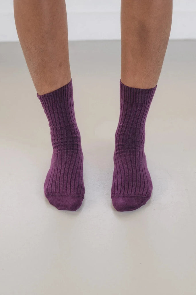 Rib Ankle Socks - Gesso Purple