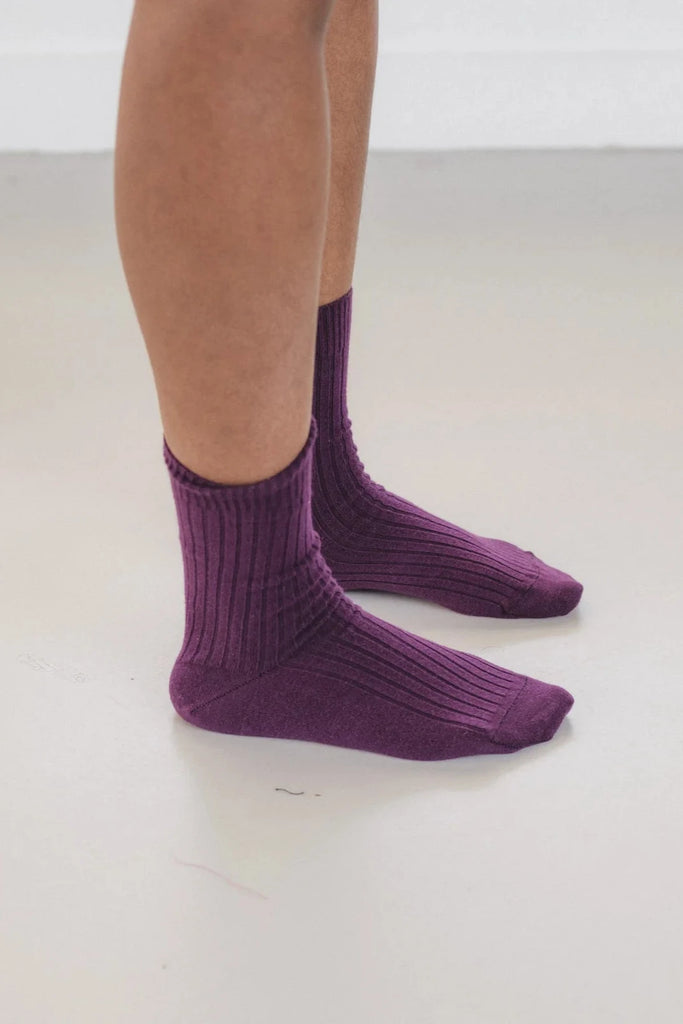 Rib Ankle Socks - Gesso Purple