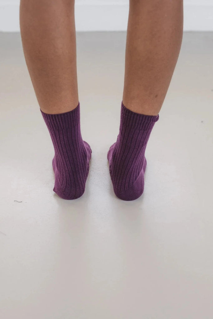 Rib Ankle Socks - Gesso Purple