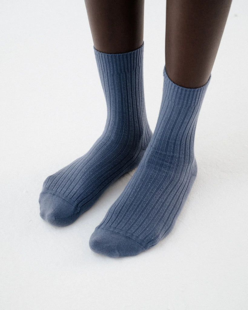 Rib Ankle Socks - Fiba Blue