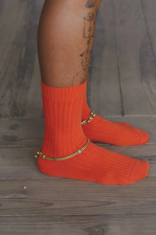 Rib Ankle Socks - Scopa Red