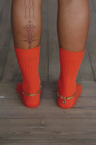 Rib Ankle Socks - Scopa Red