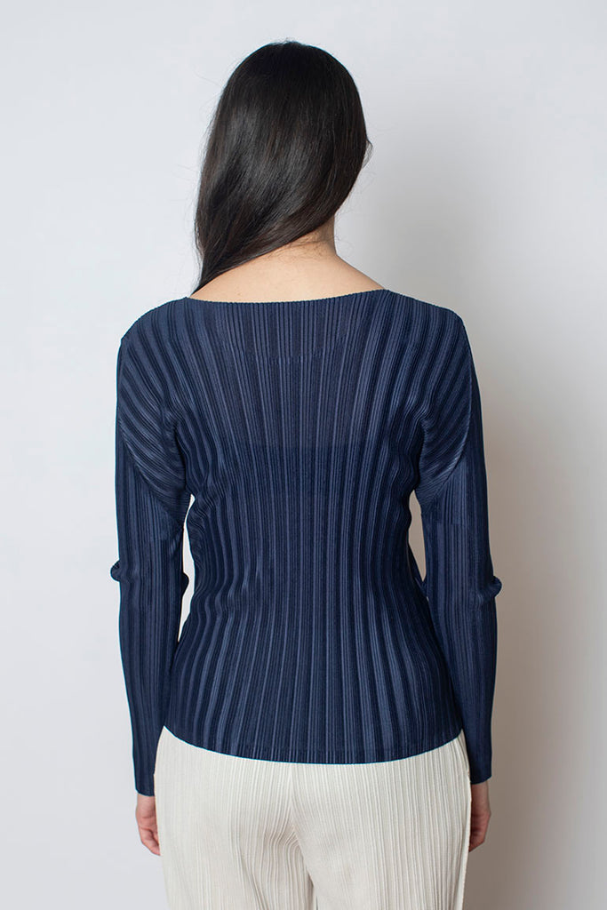 Rib Pleats Top - Navy