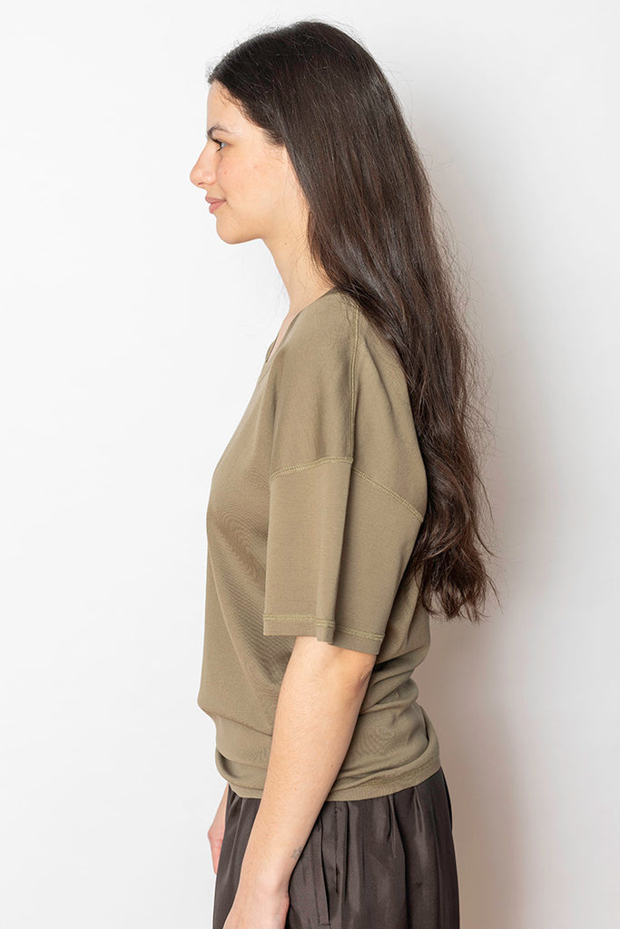 Rib T-Shirt - Green Beige