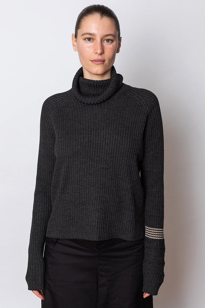 Rib Turtleneck Pullover - Charcoal