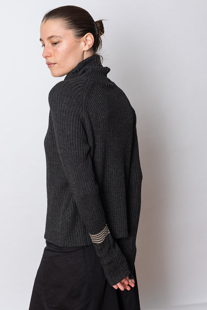 Rib Turtleneck Pullover - Charcoal