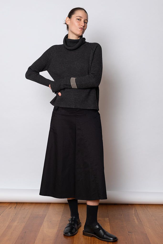 Rib Turtleneck Pullover - Charcoal