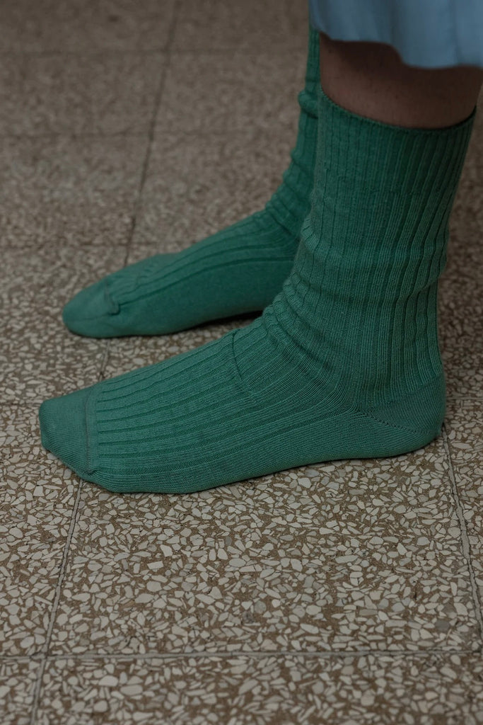 Rib Ankle Socks - Pim Green